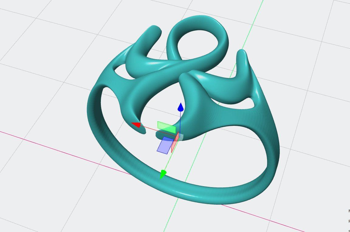 3D file view of an ornament ring in turquoise.